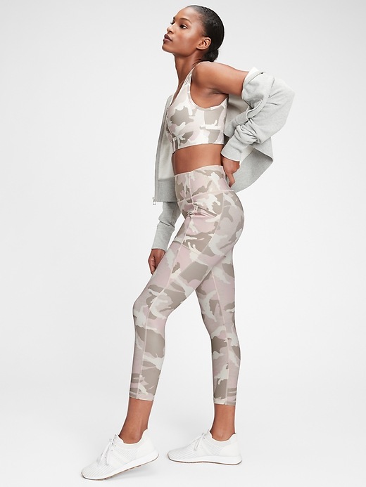 1 of 8 showing, with the color grey camo of product GapFit High Rise Print Pocket 7/8 Leggings in Sculpt Revolution