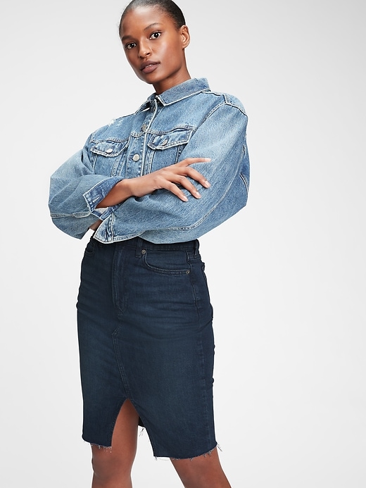 Image number 1 showing, Denim Pencil Skirt