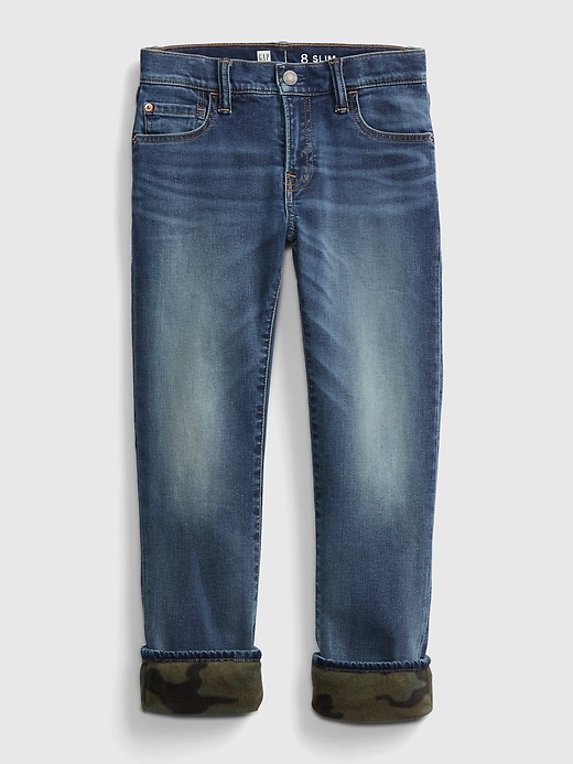 Image number 1 showing, Kids Lined Slim Jeans with Stretch