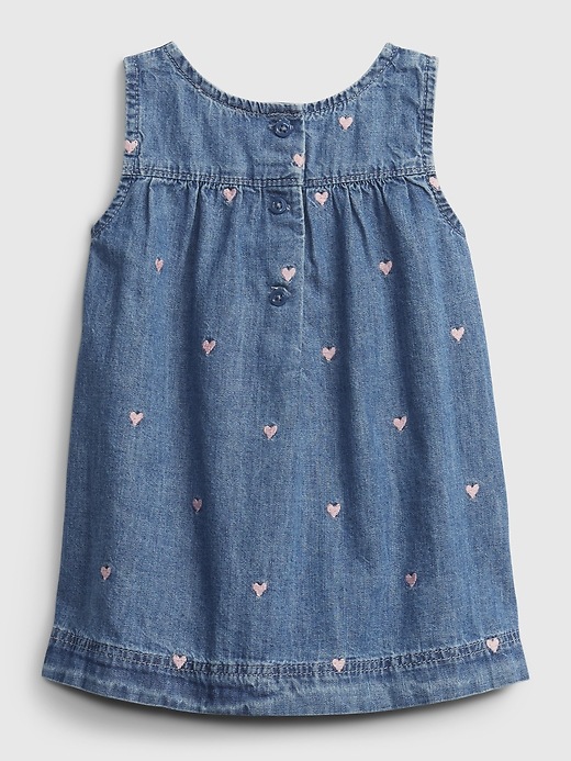 2 of 8 showing, with the color medium wash of product Baby Denim Jumper Dress