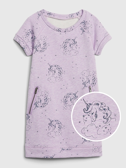 1 of 8 showing, with the color unicorns of product Toddler Sweatshirt Dress