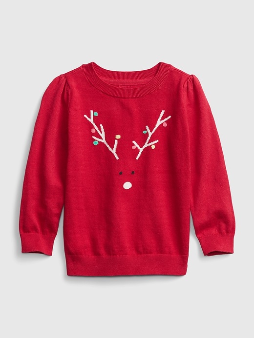 1 of 8 showing, with the color reindeer of product Toddler Crewneck Graphic Sweater
