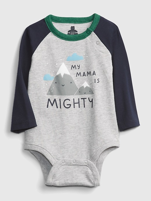 1 of 8 showing, with the color light heather grey mom of product Baby Mix and Match Graphic Bodysuit
