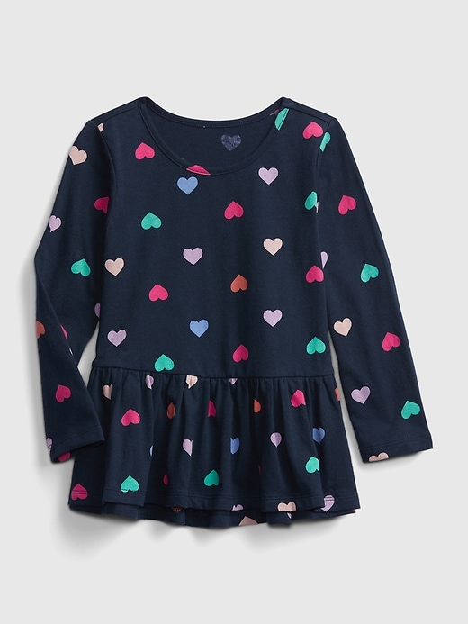 1 of 8 showing, with the color navy hearts of product Toddler Mix and Match Peplum Shirt