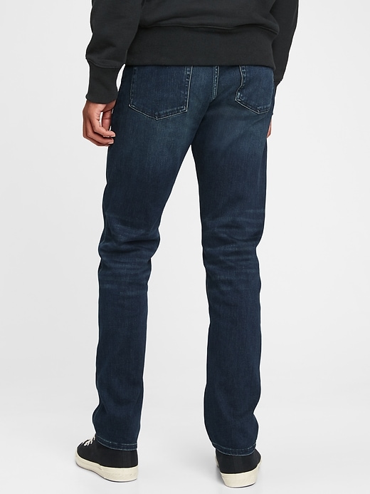 2 of 8 showing, with the color dark indigo blue of product Soft Wear Slim Jeans with GapFlex