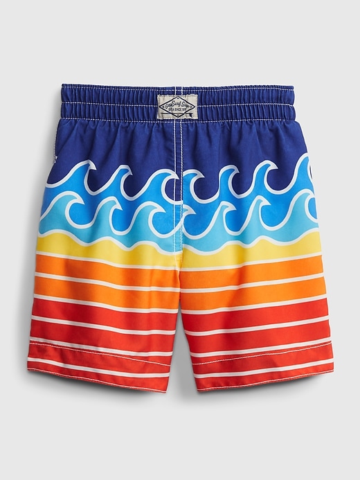 2 of 8 showing, with the color waves of product Toddler Wave Graphic Swim Trunks