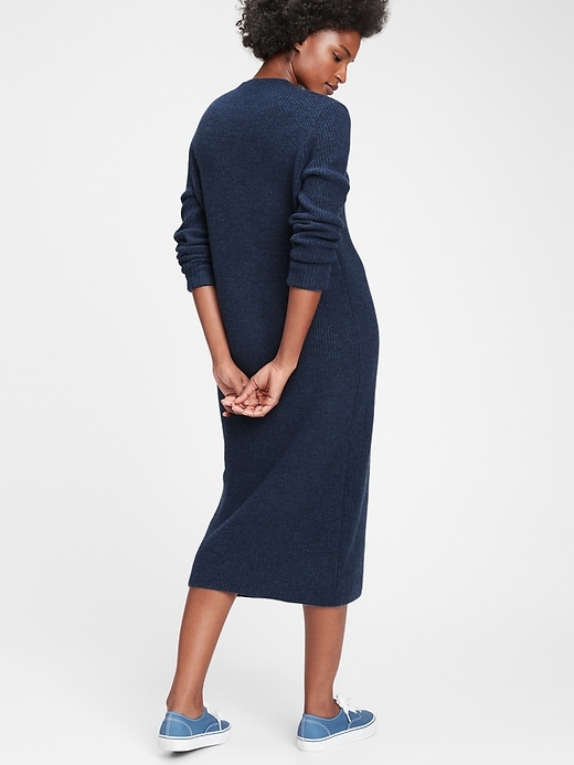2 of 8 showing, with the color navy blue of product Mockneck Column Dress