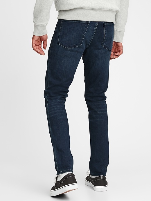 2 of 8 showing, with the color dark indigo blue of product Soft Wear Skinny Jeans with GapFlex