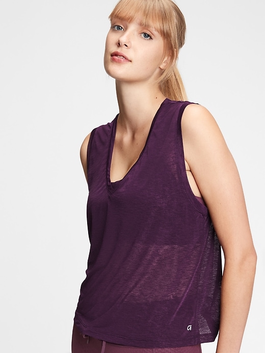 View large product image 1 of 1. GapFit V-Neck Tissue Tank Top