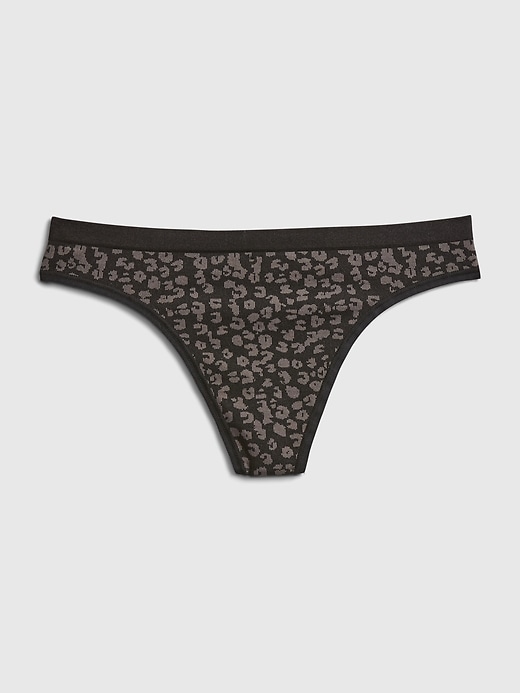 1 of 8 showing, with the color black cheetah of product Seamless Thong