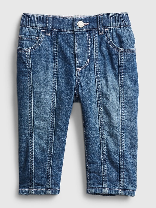 1 of 8 showing, with the color ginger root of product Baby Bubble Lined Pull-On Jeans
