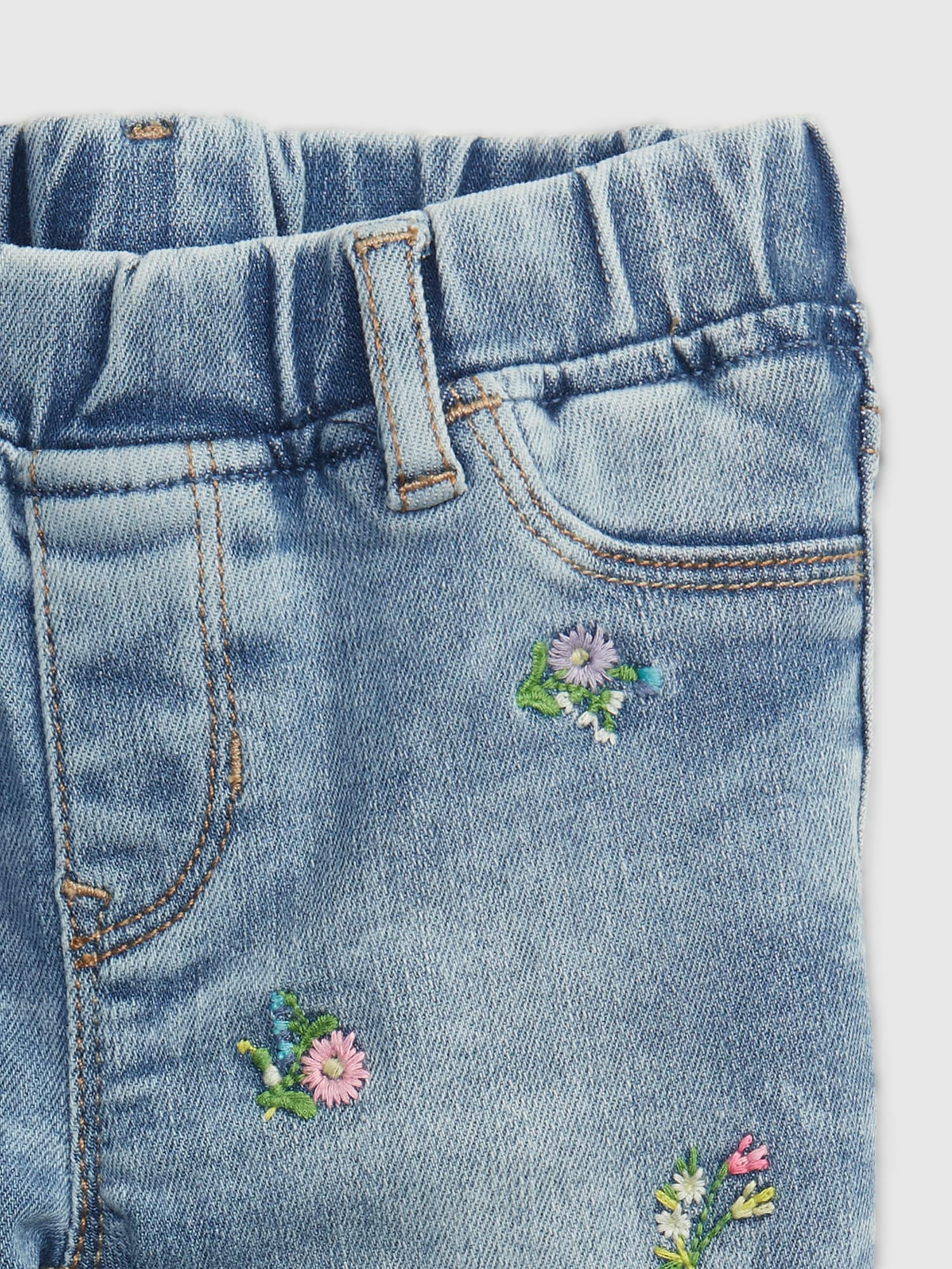 Toddler Girl 18-24 Month Baby Gap Pink Floral Pull On High Stretch Jegging Jeans