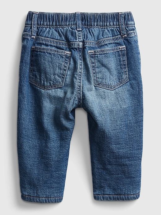 2 of 8 showing, with the color ginger root of product Baby Bubble Lined Pull-On Jeans