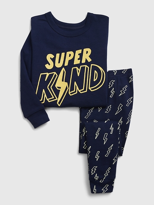 1 of 8 showing, with the color elysian blue of product babyGap Super Kind Lightning Bolt PJ Set