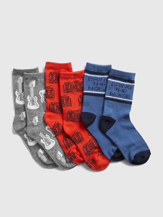 View large product image 1 of 1. Kids Music Graphic Crew Socks (3-Pack)