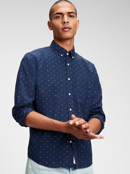 Image number 1 showing, Lived-In Stretch Poplin Shirt in Untucked Fit