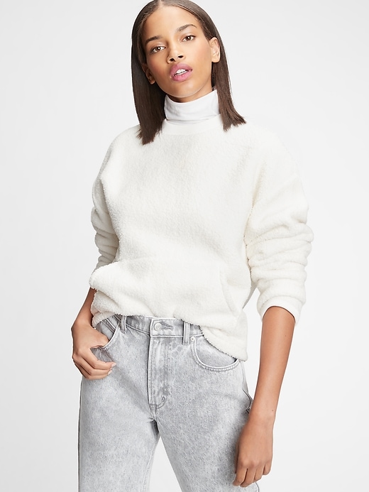1 of 8 showing, with the color milk white of product Sherpa Crewneck Sweatshirt