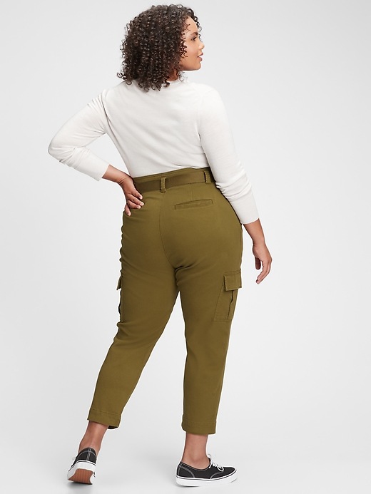 Image number 7 showing, High Rise Belted Cargo Khaki Pants