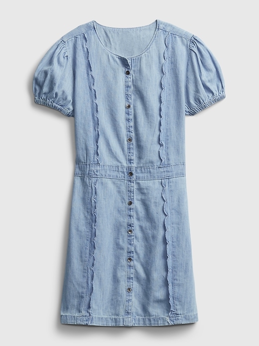 Image number 1 showing, Kids Scalloped Denim Dress