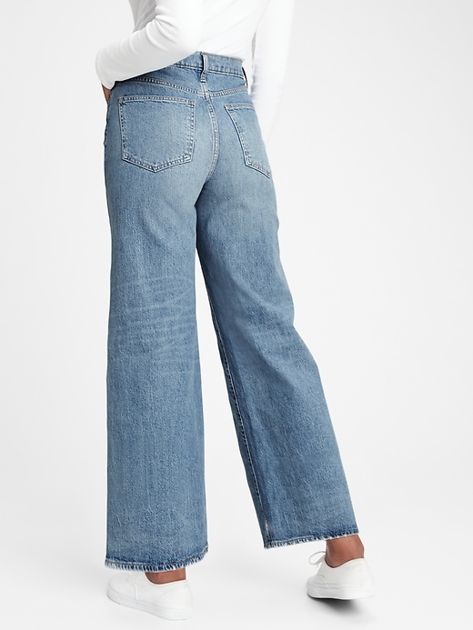 2 of 8 showing, with the color medium indigo of product Sky High Wide-Leg Jeans With Washwell™