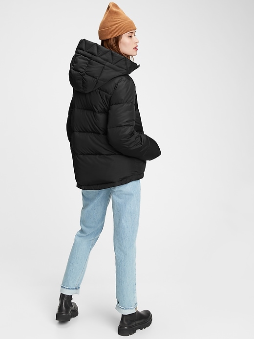 Black Upcycled Midweight Puffer Jacket Gap Inc Gap Upcycled Puffer