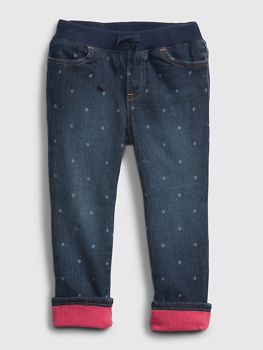 Image number 1 showing, Toddler Lined Pull-On Skinny Jeans with Stretch