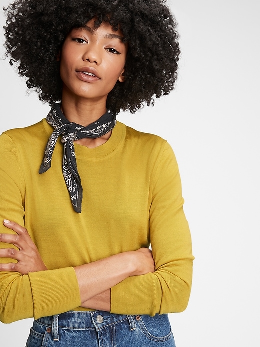 1 of 8 showing, with the color gold yellow of product Merino Crewneck Sweater