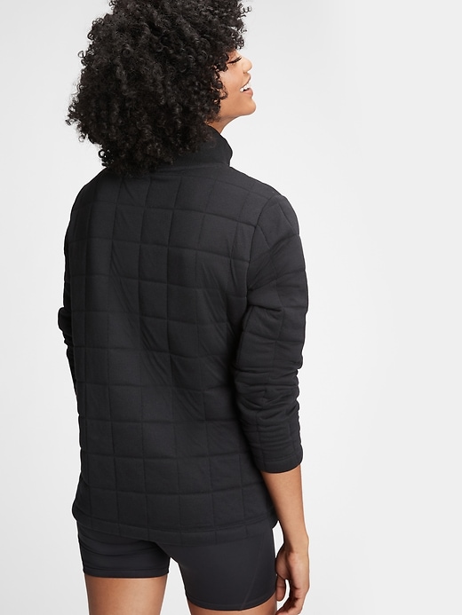2 of 8 showing, with the color true black of product GapFit Quilted Jacquard Half-Zip Sweatshirt