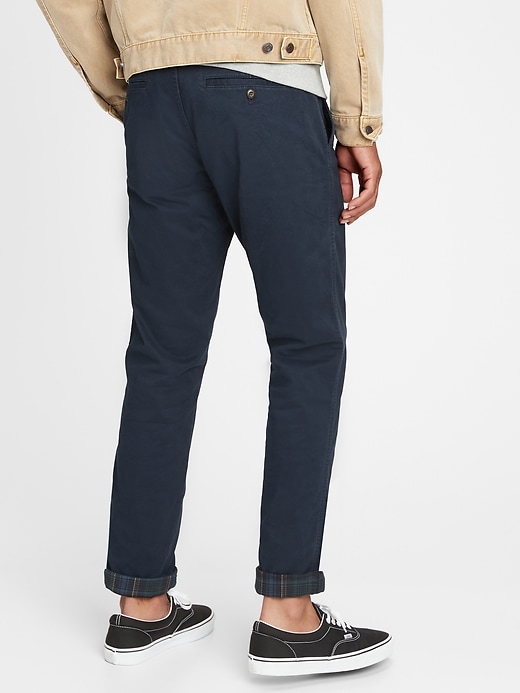 Image number 2 showing, Slim Flannel-Lined Khaki Pants with GapFlex