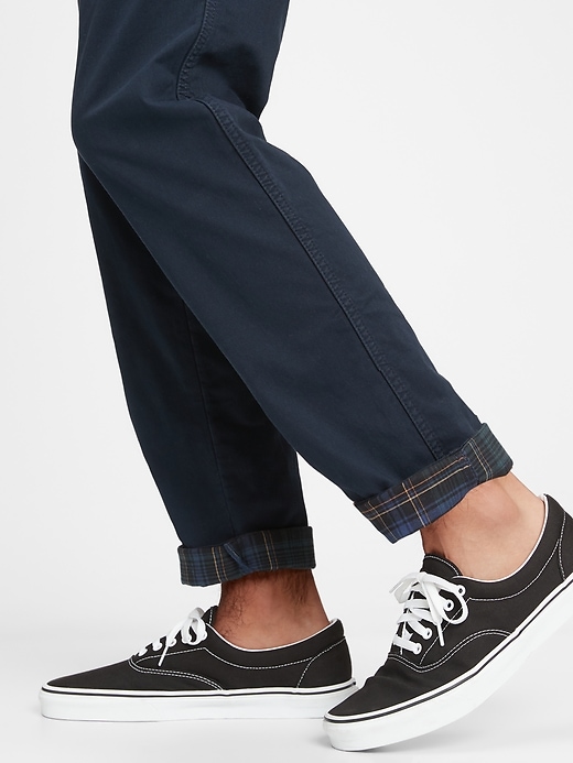 Image number 5 showing, Slim Flannel-Lined Khaki Pants with GapFlex