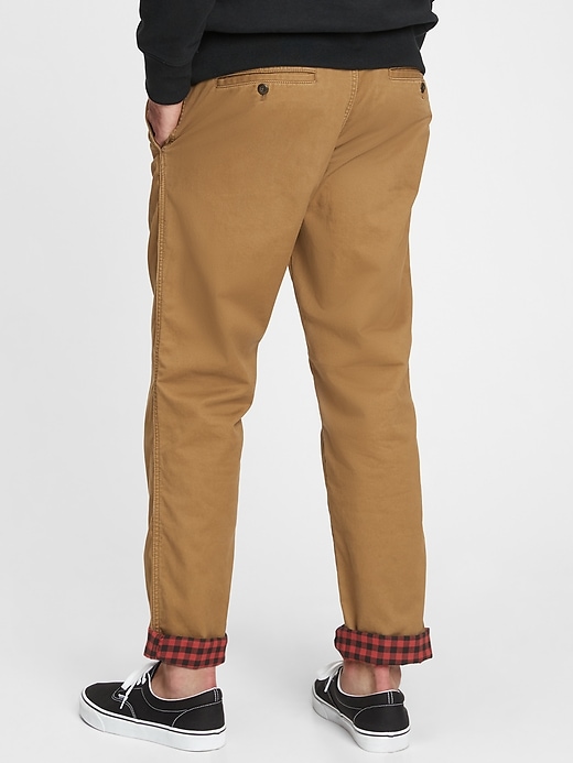 2 of 8 showing, with the color palomino brown of product Modern Khakis in Straight Fit and Flannel Lining with GapFlex
