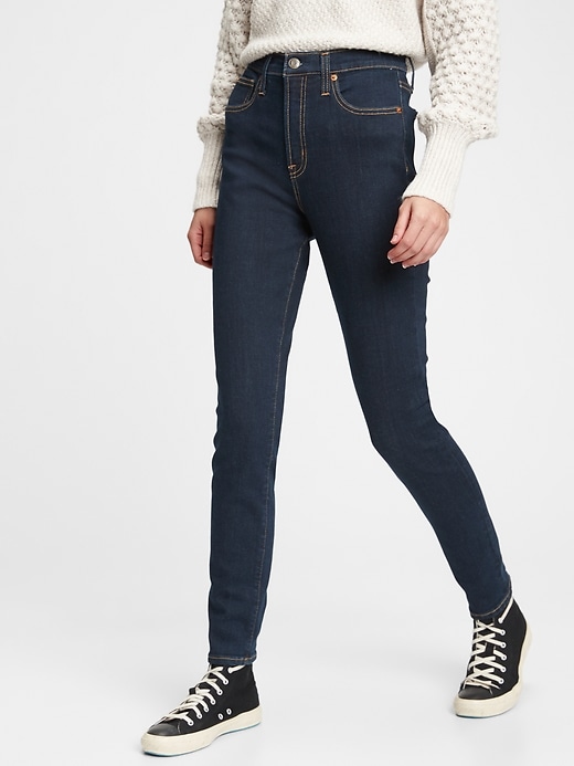 1 of 8 showing, with the color rinsed of product High Rise True Skinny Jeans with Secret Smoothing Pockets
