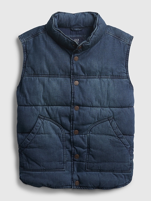 Image number 2 showing, Teen 100% Organic Cotton Denim Puffer Vest with Washwell&#153