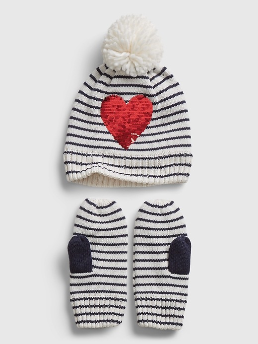 Image number 3 showing, Kids Heart Graphic Hat and Mitten Set