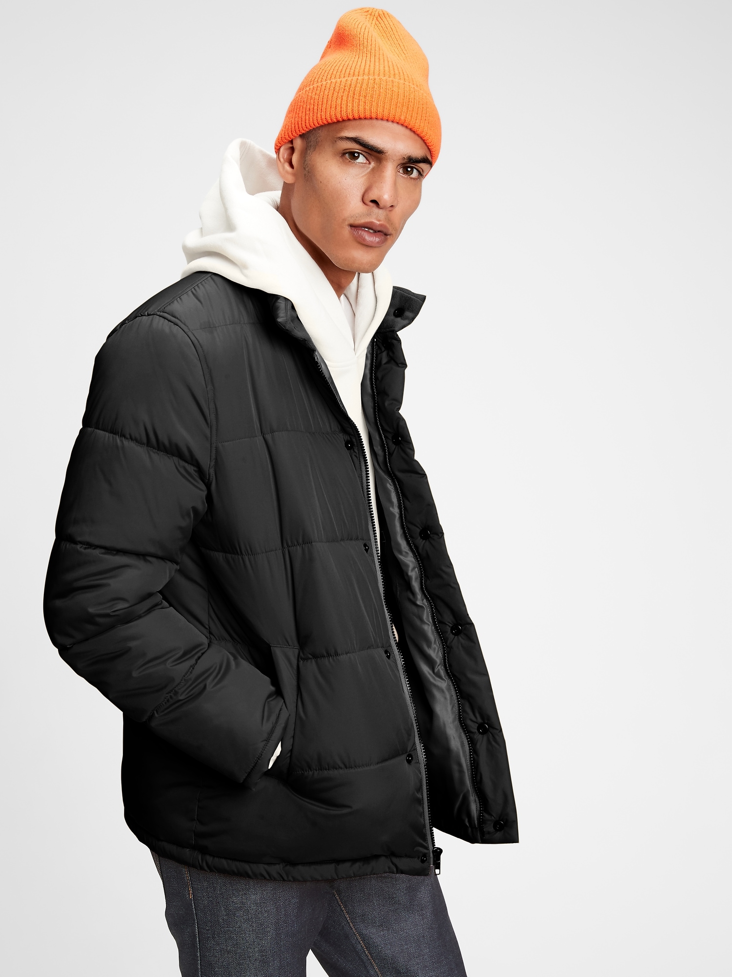 gap white puffer jacket