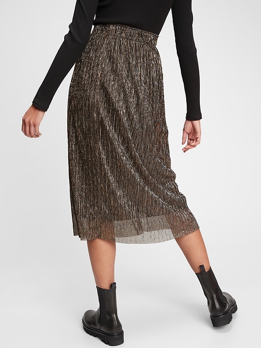 Image number 2 showing, Metallic Crinkle Midi Skirt