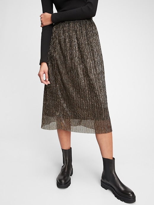 Image number 3 showing, Metallic Crinkle Midi Skirt
