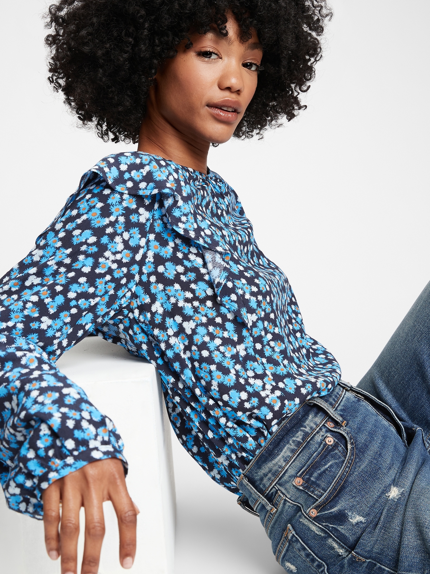 ruffle shoulder blouse