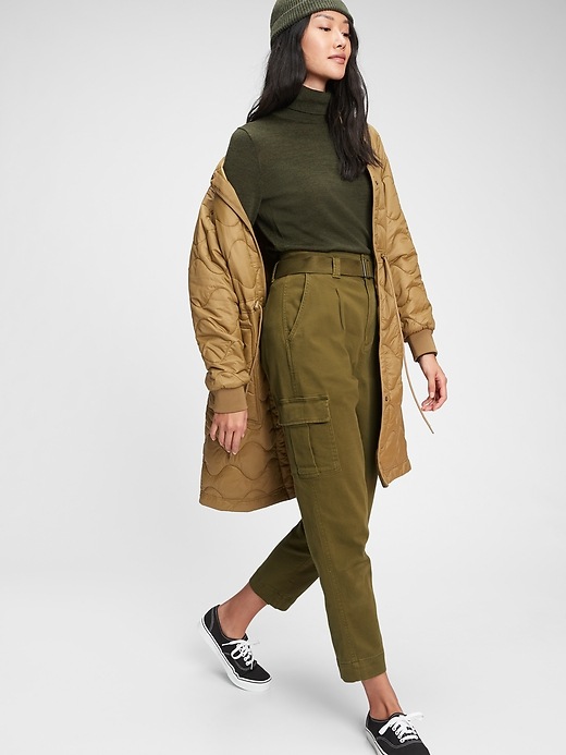 Image number 3 showing, High Rise Belted Cargo Khaki Pants