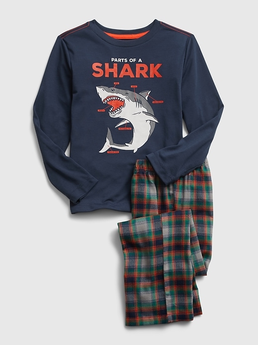 1 of 8 showing, with the color elysian blue of product Kids Shark PJ Set