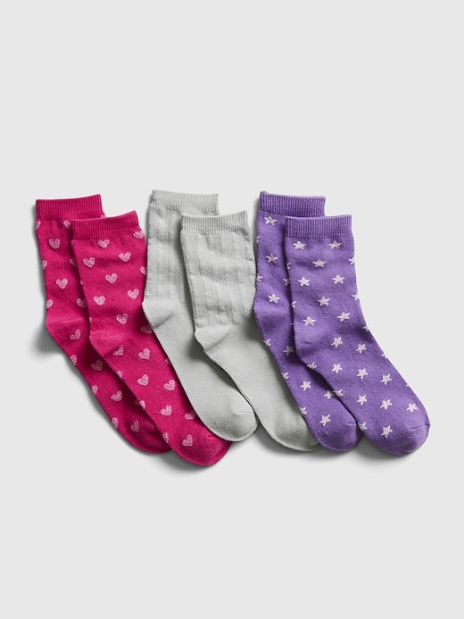 View large product image 1 of 1. Kids Lurex Crew Socks (3-Pack)