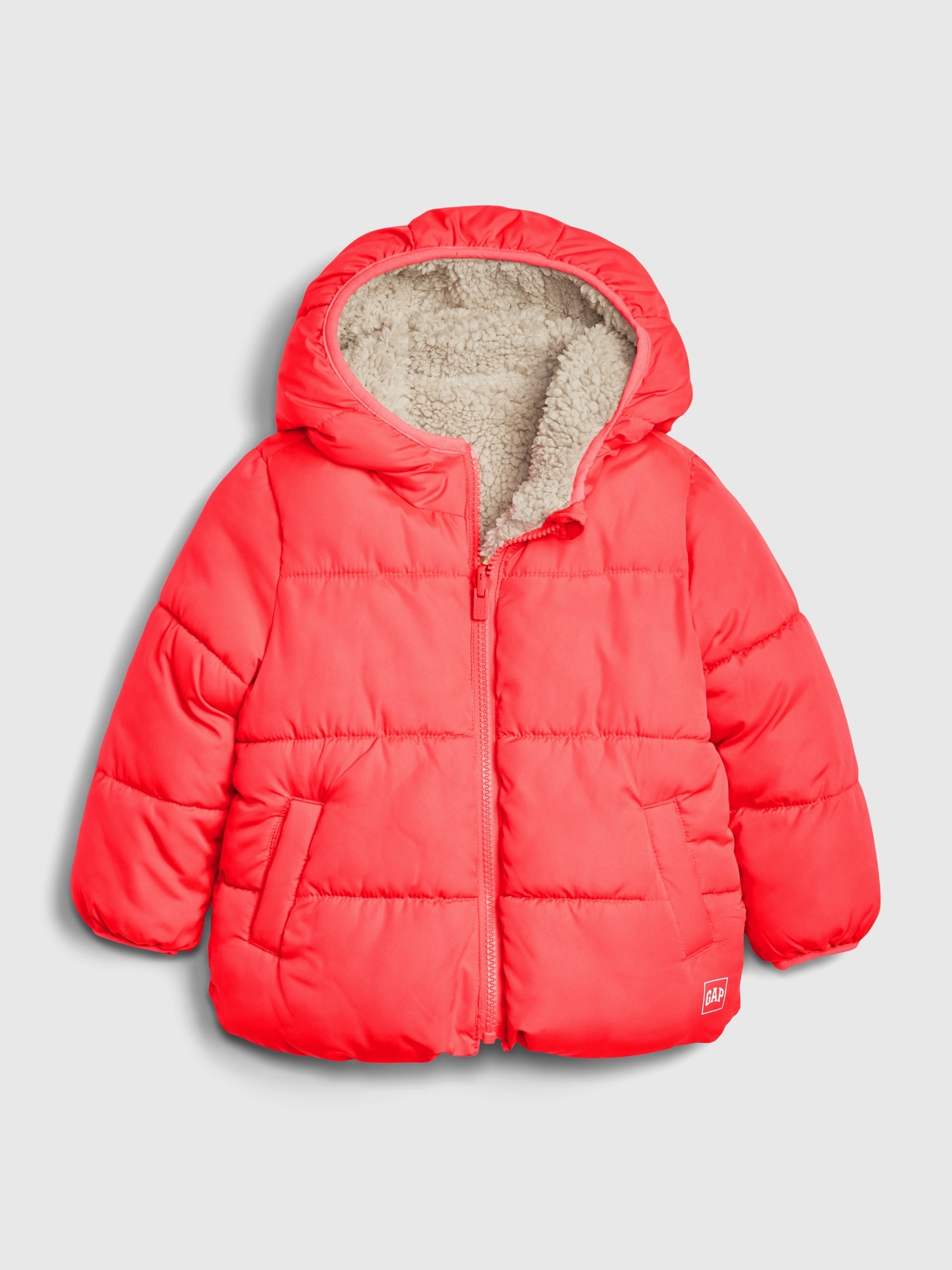 gap red puffer jacket