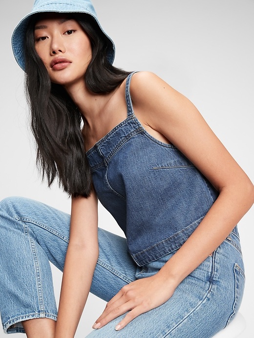 Image number 1 showing, Denim Cropped Tank Top with Washwell&#153