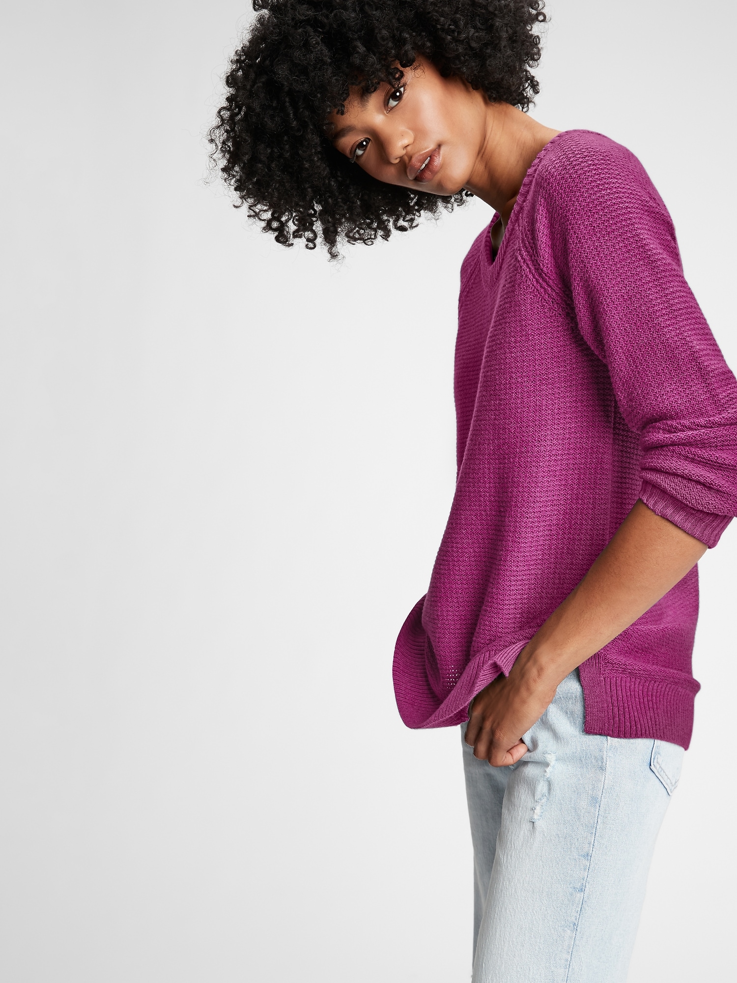 True Soft Textured Crewneck Sweater Gap