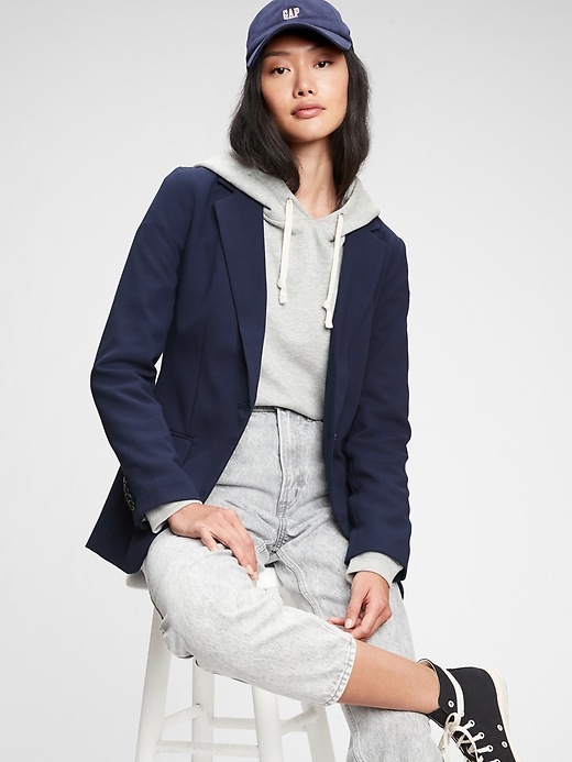 1 of 8 showing, with the color navy blue of product Basic Blazer
