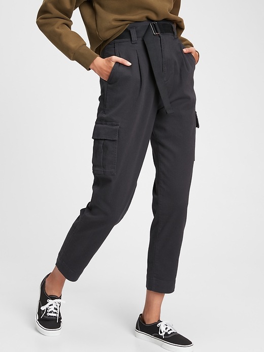 Image number 9 showing, High Rise Belted Cargo Khaki Pants