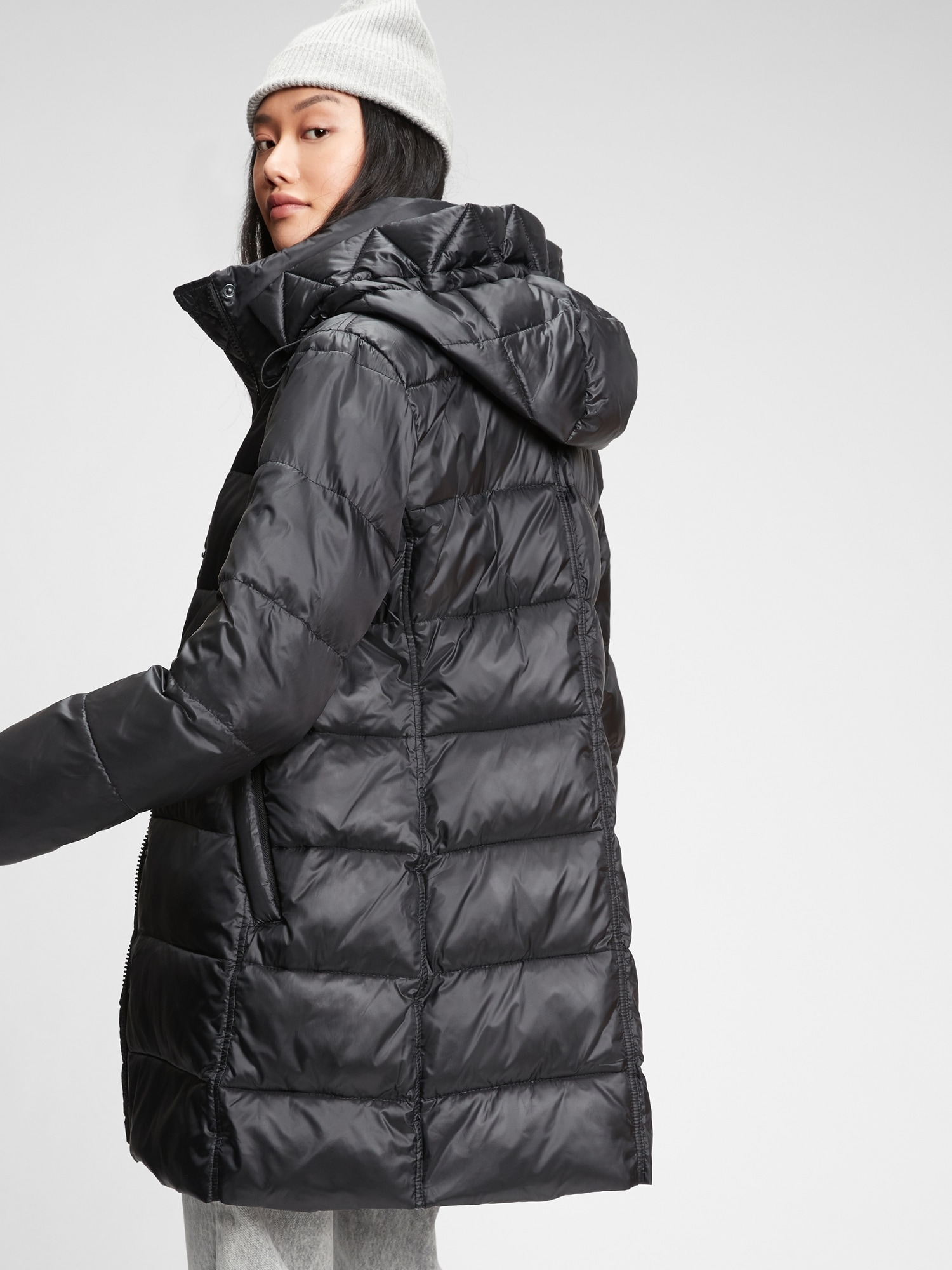 Upcycled long puffer coat hotsell