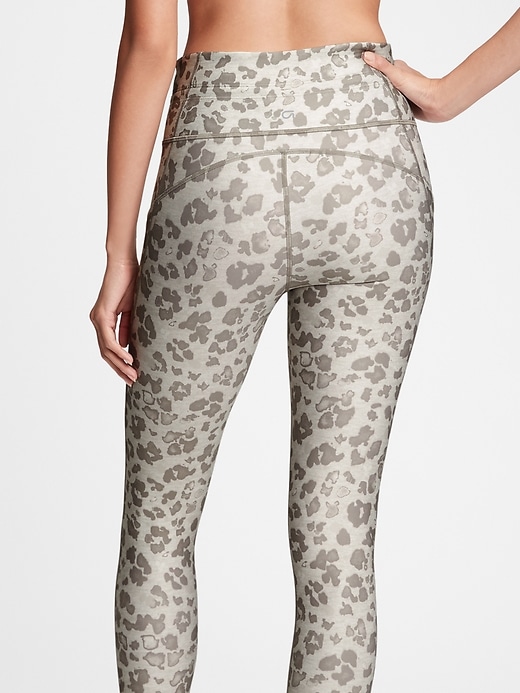 2 of 8 showing, with the color oatmeal beige leopard of product GapFit High Rise Blackout Full Length Drawcord Leggings