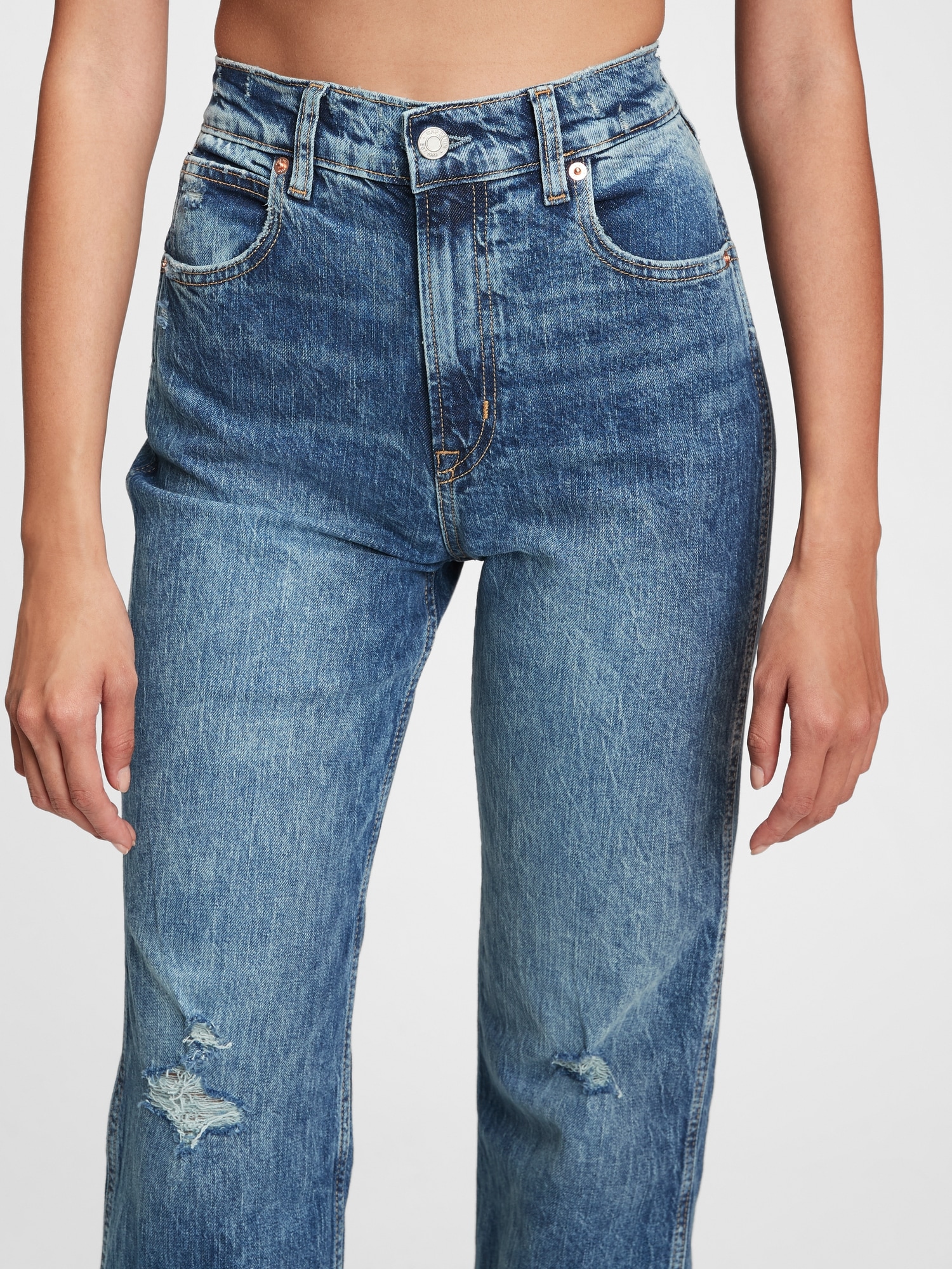 High Rise Destructed Vintage Flare Jeans | Gap