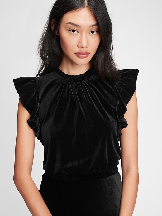 Velvet ruffle on sale top